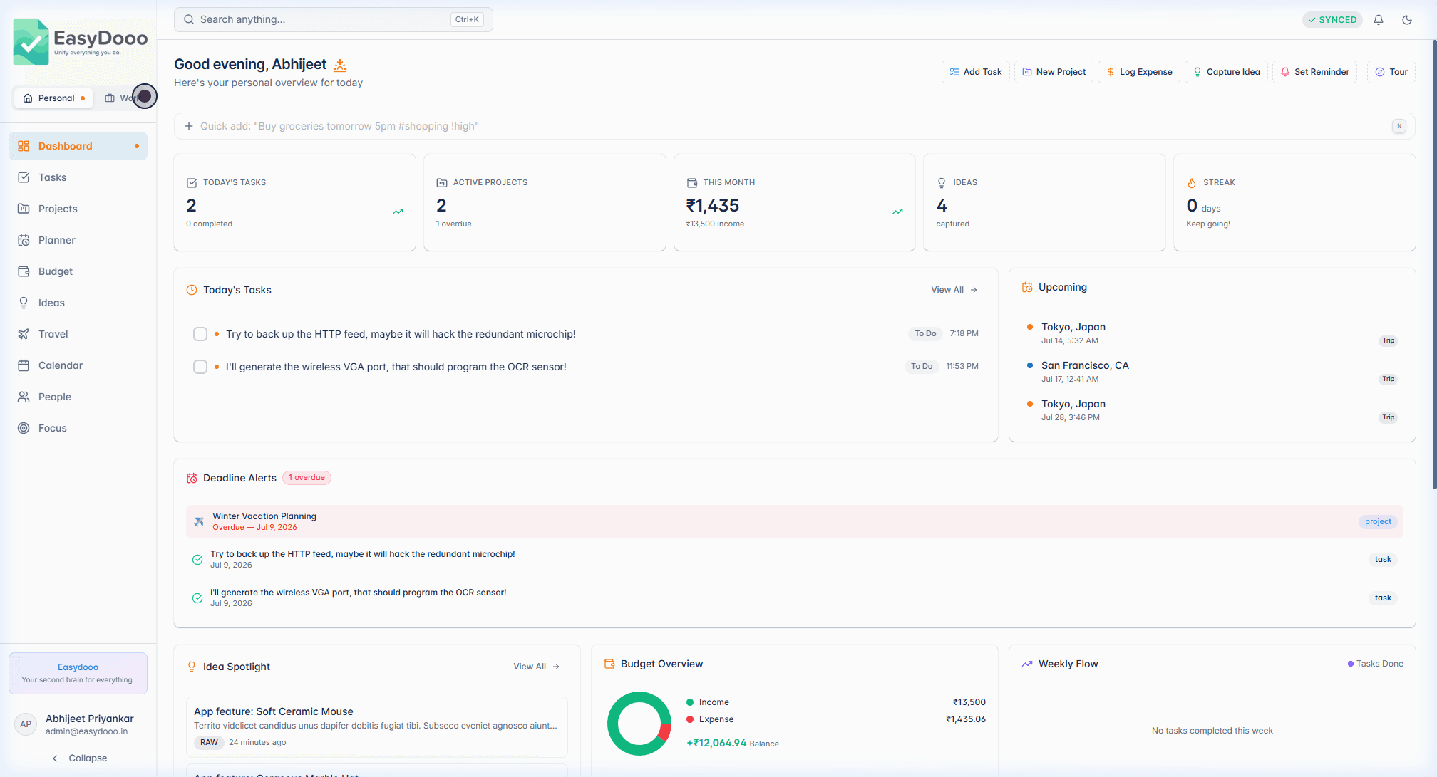 EasyDooo Dashboard